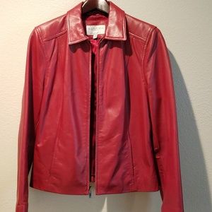 Real leather moto jacket - red